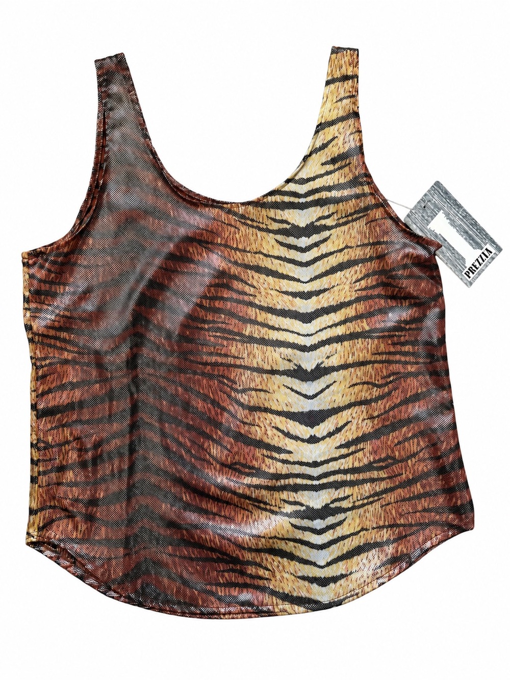 Vintage Tiger Print Metallic Tank Top Animal Print Y2K NWT